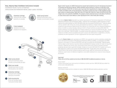 Boston Harbor FS610048CP Kitchen Faucet, 1.8 gpm, 4-Faucet Hole, Metal/Plastic, Chrome Plated, Deck Mounting