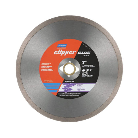 Norton Clipper Classic 07660702788 Dry Continuous Rim Tile Blade, 7 in W, Diamond