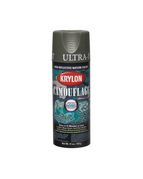 Krylon Non-Reflective Nature Color Olive Ultra Flat Camouflage Paint Spray 11 oz.
