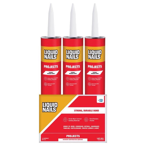 Liquid Nails Project Synthetic Rubber Construction Adhesive 28 oz, Pack of 12