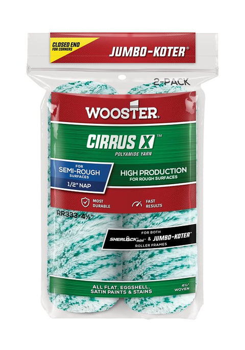 Wooster Ciruus X Series RR333-4 Jumbo-Koter Roller Cover, 1/2 in Thick Nap, 4-1/2 in L, Polyamide Cover