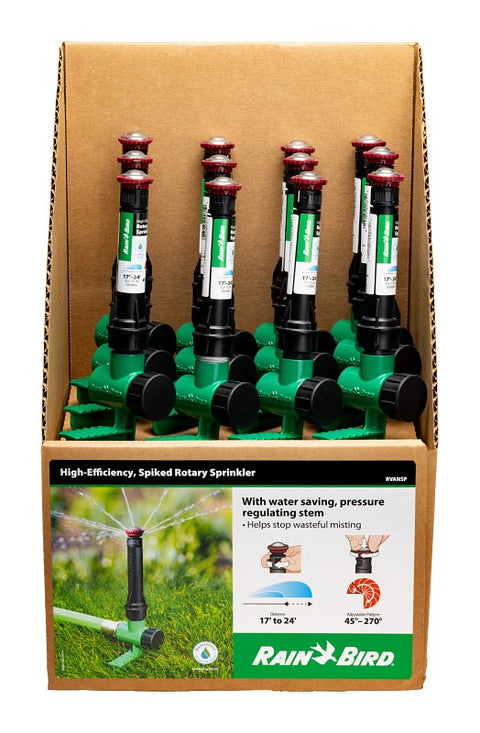 Rain Bird RVANSP Rotating Spike Lawn Sprinkler, 3/4 in Connection, Female, 17 to 24 ft, Adjustable Nozzle