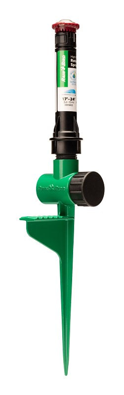 Rain Bird RVANSP Rotating Spike Lawn Sprinkler, 3/4 in Connection, Female, 17 to 24 ft, Adjustable Nozzle