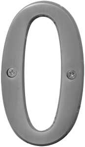 Hy-Ko Prestige Series BR-43SN/0 House Number, Character: 0, 4 in H Character, Nickel Character, Solid Brass, Pack of 3