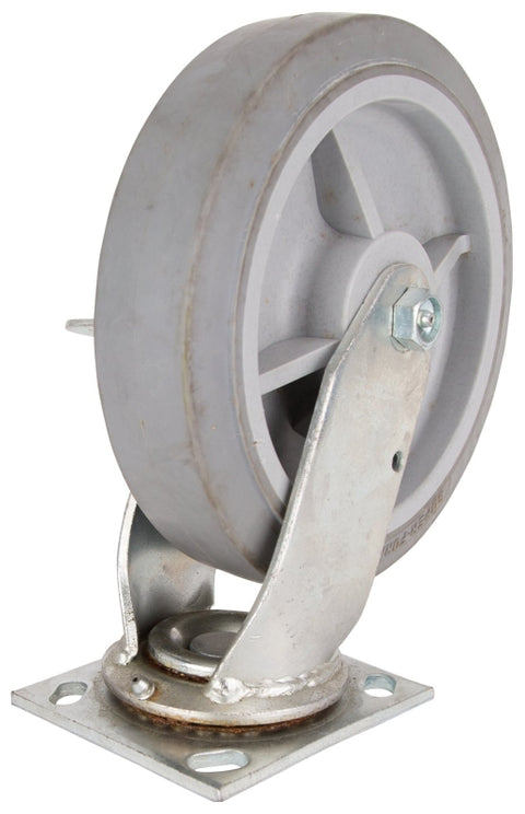 ProSource JC-T08 Swivel/Brake Caster, 8 in Dia Wheel, 2 in W Wheel, Thermoplastic Rubber Wheel, Gray, 750 lb