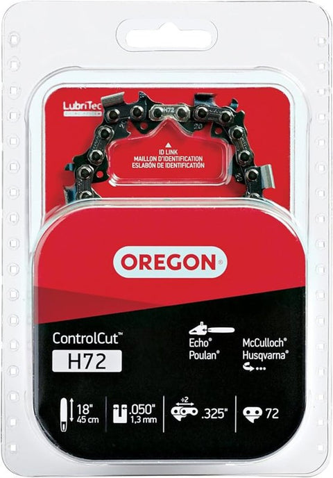 Oregon H72 Chainsaw Chain, 18 in L Bar, 0.05 Gauge, 0.325 in TPI/Pitch, 72-Link