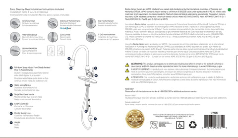 Boston Harbor FP4A0000BL Faucet Pull-Down Kitchen Faucet, 1.8 gpm, 1 -Faucet Handle, 1 or 3 Hole -Faucet Hole