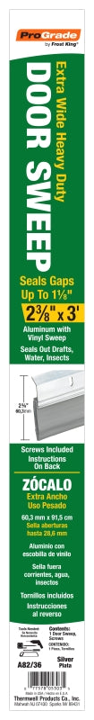 Frost King A82/36H Door Sweep, 36 in L, 2-3/8 in W, Aluminum Flange, Vinyl Insert