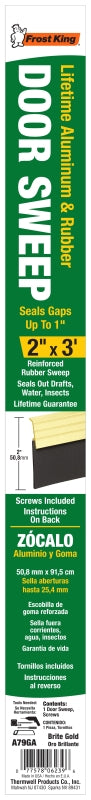 Frost King A79GA Door Sweep, 36 in L, 2 in W, Aluminum Flange, Rubber Insert