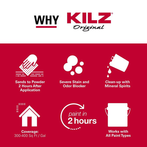 Kilz 10030 Primer, White, 5 gal, Can