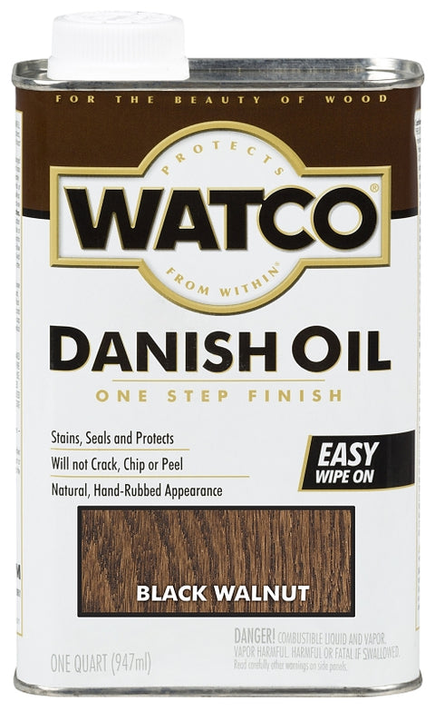 WATCO 65341 Danish Oil, Black/Walnut, Liquid, 1 qt Can