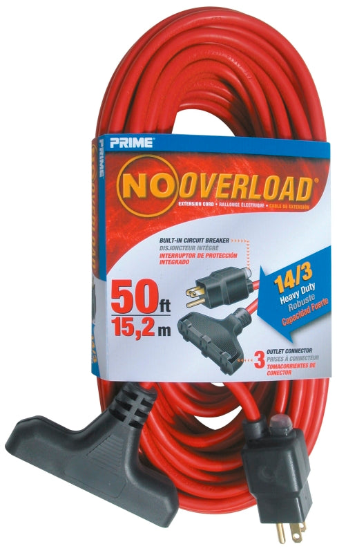 Prime CB614730 Extension Cord, 50 ft L, 15 A, 125 V, Red – Shell