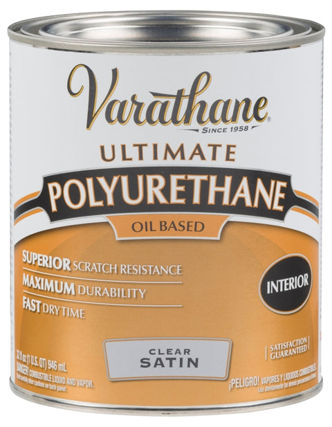 Varathane 242177H Polyurethane, Oil Base, Clear, Liquid, 1 qt Can