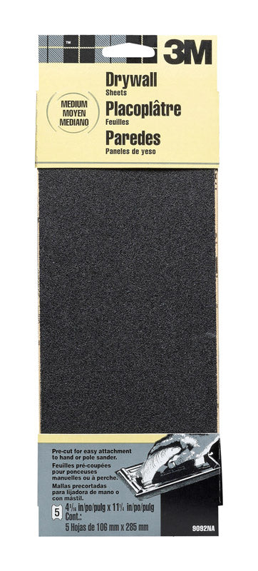 3M Silicon Carbide Sandpaper 11-1/4 in. L 100 Grit Medium 5 pk