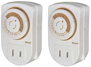Woods 50006 Mechanical Timer, 15 A, 125 V, 1875 W, 24 hr Time Setting, 24 On/Off Cycles Per Day Cycle, White