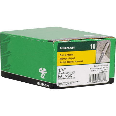 Hillman Drop-In Anchors 1/4 in. Dia. 100 pk