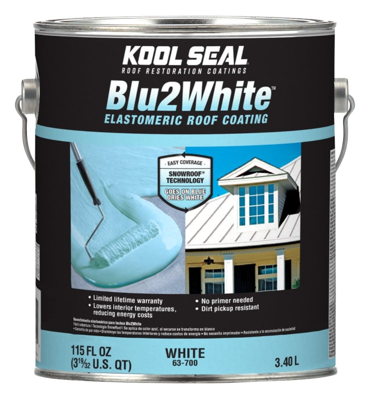 Kool Seal Blu2White Series KS0063700-16 Elastomeric Roof Coating, Whit ...