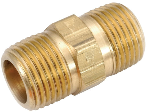 Anderson Metals 756122-04 Pipe Nipple, 1/4 in, MPT, Brass, 1 in L, Pack of 10