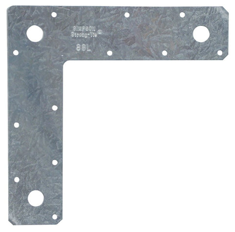 Simpson Strong-Tie L 88L L-Strap, 8 in L, 2 in W, Steel, Galvanized, Fastening Method: Nail, Pack of 10