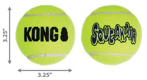 Kong SqueakAir AST1 Dog Toy, Squeaker, L, Ball, Yellow, 10.8 in H x 4.3 in W x 3.3 in D, 2/PK