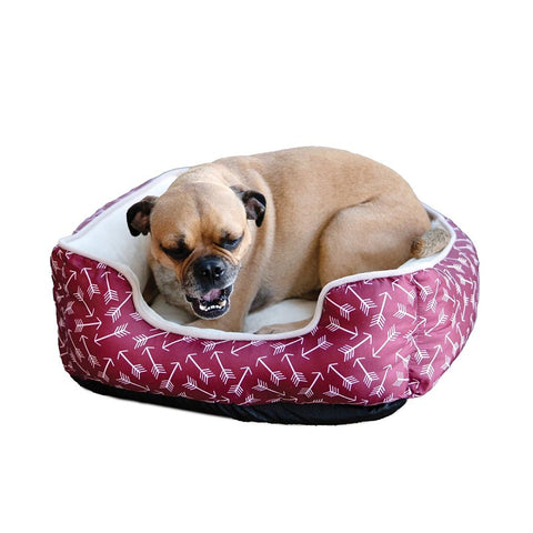 Slumber Pet ZA2227 19 83 Cuddler Bed, 20 in L, 16 in W, Arrow Pattern, Polyester Fill, Sherpa Cover, Red
