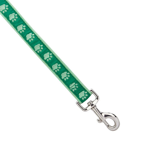 Casual Canine ZA8861 66 43 Two-Tone Pawprint Dog Lead, 6 ft L, 1 in W, Nylon Line, Green, Fastening Method: Swivel Clip
