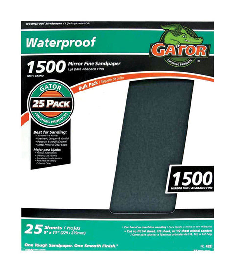 Gator Silicon Carbide Sandpaper 11 in. L 1500 Grit Mirror Fine 1 sheet