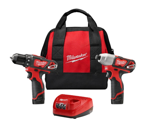 Milwaukee 2494-22 Combination Tool Kit, Tools Included: (1) M12 3/8 in Drill Driver, (1) M12 1/4 in Hex Impact Driver