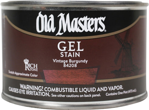 Old Masters 84208 Gel Stain, Vintage Burgundy, Liquid, 1 pt, Can
