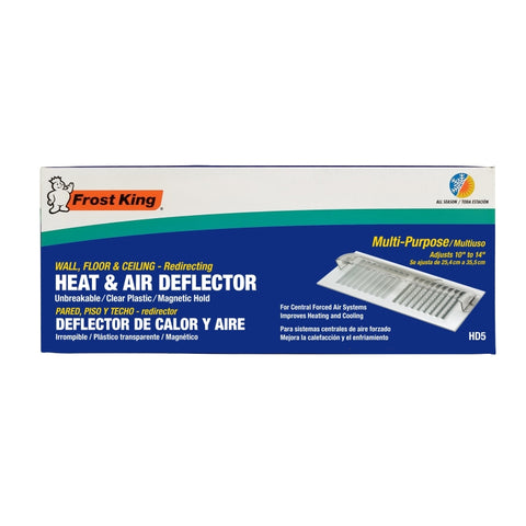 Frost King HD5 Heat and Air Deflector, 10 to 14 in L, 9-3/8 in W, Plastic, Clear