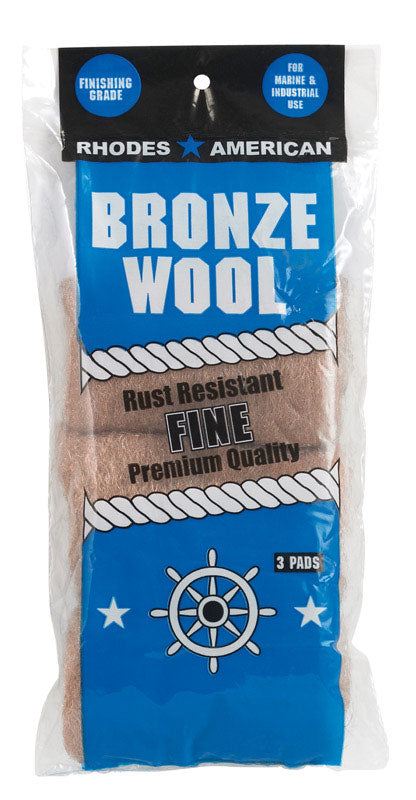 Rhodes American Bronze Wool 5-1/4 in. W x 10.11 in. L Fine 0 Grade Steel Wool