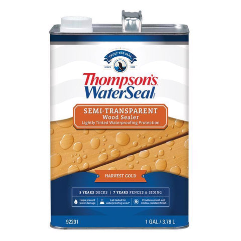 Thompson's WaterSeal Semi-Transparent Harvest Gold Waterproofing Wood Stain and Sealer 1 gal, Pack of 4