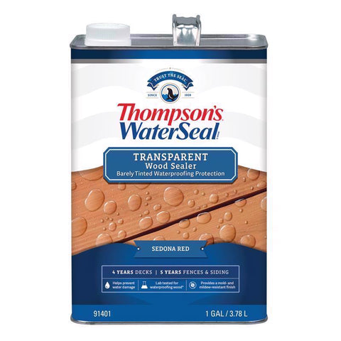 Thompson's WaterSeal Wood Sealer Transparent Sedona Red Waterproofing Wood Stain and Sealer 1 gal, Pack of 4