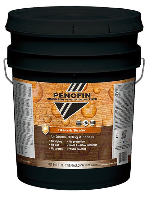 Penofin FSSTR5G Stain and Sealer, Matte, Transparent Redwood, Liquid, 5 gal