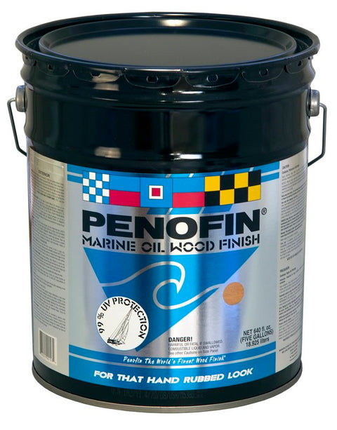 Penofin F3EMA5G Marine Oil Wood Finish, Transparent Natural, Liquid, 5 gal