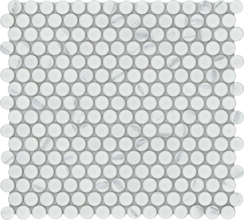 Emser Tile Elegan Series W95ELEGCA1112MOPM Porcelain Mosaic Tile, 12 in L Tile, 11 in W Tile, Pressed Edge, Calacata