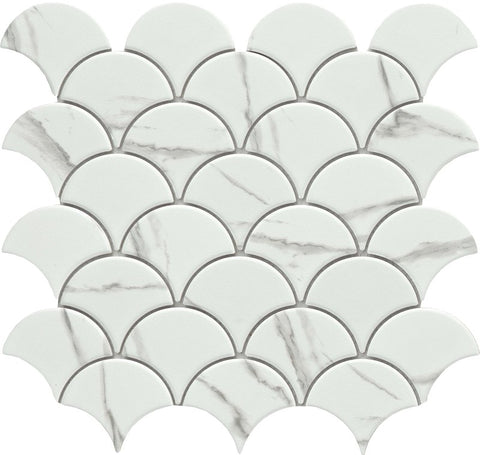 Emser Tile Elegan Series W95ELEGCA1112MSLM Porcelain Mosaic Tile, 12 in L Tile, 11 in W Tile, Pressed Edge, Calacata