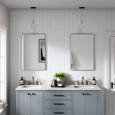 Emser Tile Elegan Series W95ELEGCA1013MTKM Porcelain Mosaic Tile, 14 in L Tile, 10 in W Tile, Pressed Edge, Calacata