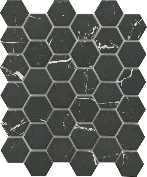Emser Tile Elegan Series W95ELEGNE1113MH2M Porcelain Mosaic Tile, 13 in L Tile, 11 in W Tile, Pressed Edge, Nero