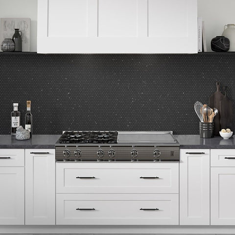 Emser Tile Elegan Series W95ELEGNE1112MOPM Porcelain Mosaic Tile, 12 in L Tile, 11 in W Tile, Pressed Edge, Nero