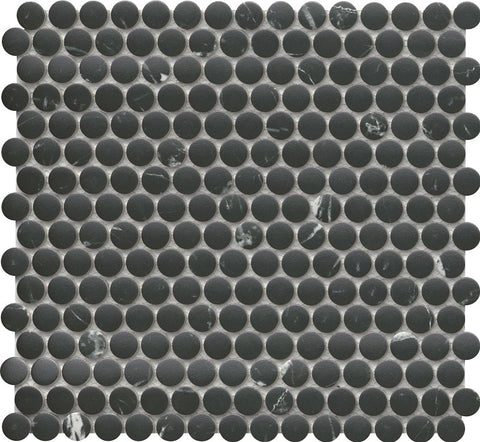 Emser Tile Elegan Series W95ELEGNE1112MOPM Porcelain Mosaic Tile, 12 in L Tile, 11 in W Tile, Pressed Edge, Nero