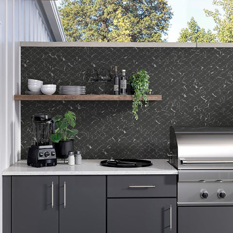 Emser Tile Elegan Series W95ELEGNE1112MSLM Porcelain Mosaic Tile, 12 in L Tile, 11 in W Tile, Pressed Edge, Nero