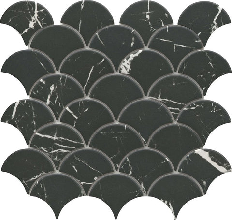 Emser Tile Elegan Series W95ELEGNE1112MSLM Porcelain Mosaic Tile, 12 in L Tile, 11 in W Tile, Pressed Edge, Nero