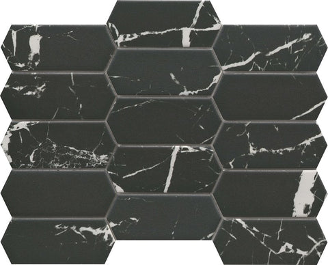 Emser Tile Elegan Series W95ELEGNE1013MTKM Porcelain Mosaic Tile, 14 in L Tile, 10 in W Tile, Pressed Edge, Nero