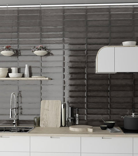 Emser Tile Raku Series W32RAKUCH0312P26 Ceramic Tile, 12 in L Tile, 3 in W Tile, Pressed Edge, Rectangular Pattern