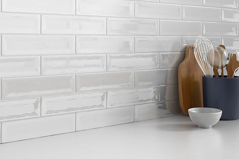Emser Tile Raku Series W32RAKUWH0312P26 Ceramic Tile, 12 in L Tile, 3 in W Tile, Pressed Edge, Rectangular Pattern