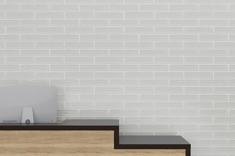 Emser Tile Raku Series W32RAKUWH0312P26 Ceramic Tile, 12 in L Tile, 3 in W Tile, Pressed Edge, Rectangular Pattern