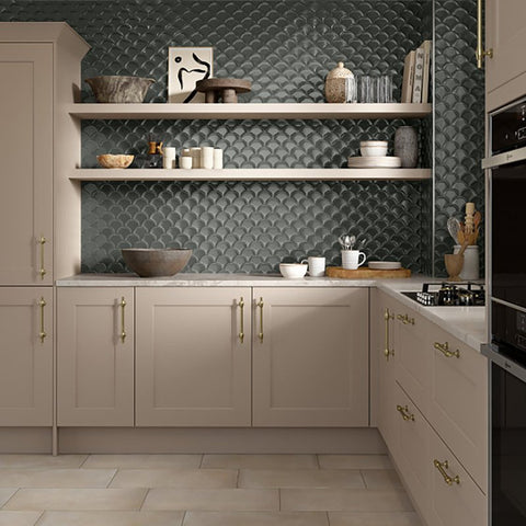 Emser Tile Reward Series F27REWAGR1011MFN Porcelain Mosaic Tile, 11 in L Tile, 10 in W Tile, Pressed Edge, Fan Pattern