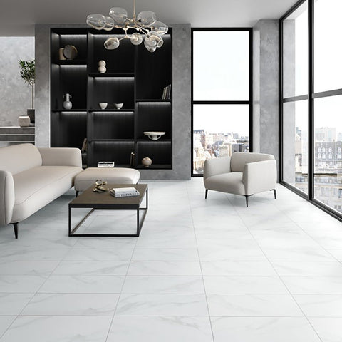 Emser Tile Nobleza Series F19NOBLAS1224 Porcelain Tile, 24 in L Tile, 12 in W Tile, Rectified Edge, Rectangular Pattern