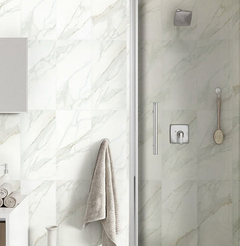 Emser Tile Nobleza Series F19NOBLLU1224 Porcelain Tile, 24 in L Tile, 12 in W Tile, Rectified Edge, Rectangular Pattern